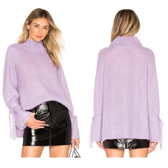 NAADAM Umbriel Turtleneck Sweater gray size M medium mohair wool tie sleeve - Picture 3 of 12